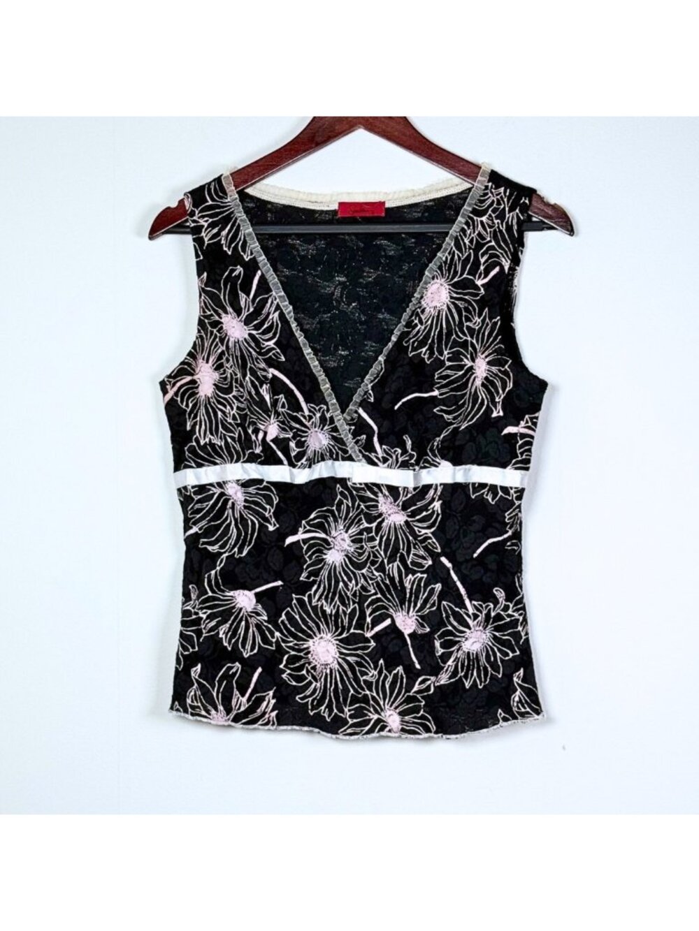 Vintage Y2K Speechless Black Lace Going Out Top Pink Floral XL Fairy Whimsigoth
